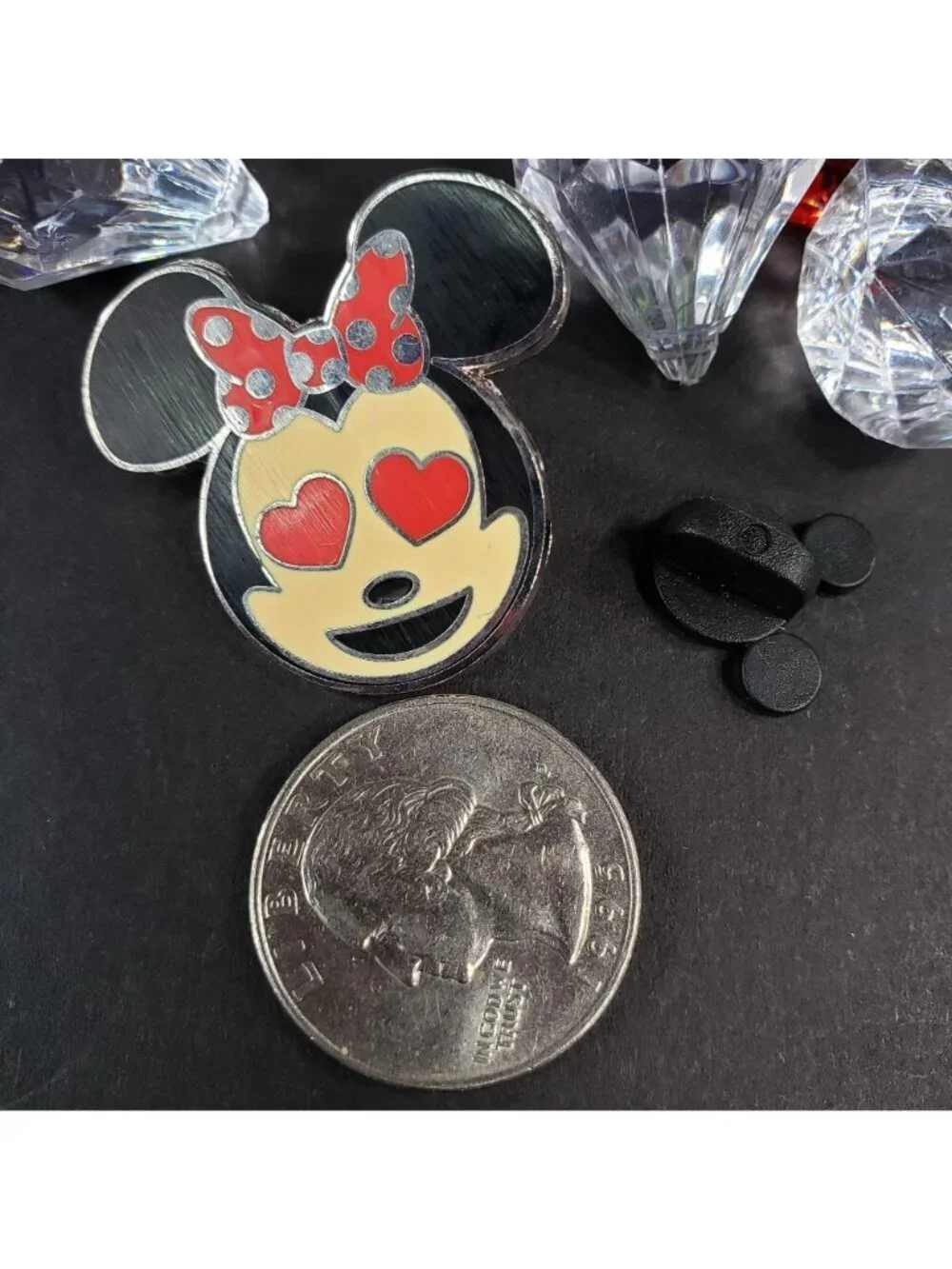 Disney Minnie Mouse Trading Pin Polka Dot Bow Brooch Emoji Heart Lapel Pin